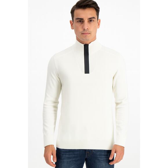 Alfani Men's Quarter-Zip Sweater Winter Ivory Size‎ M Long Sleeve - Picture 1 of 6
